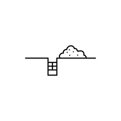 Trench Dug with Dirt Piled Minimal Underground Installation Site