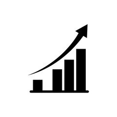 Upward Arrow Trail from Bar Graph Base Representing Business Performance and Growth