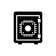 Vault Frame Holding Glowing Chip - Technology and Digital Security Concept