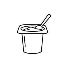 Yogurt Cup Icon with Spoon, Minimalist Snack or Dairy Graphic, Flat Vector Illustration of Single-Serving Yogurt Container, Simple Food Symbol