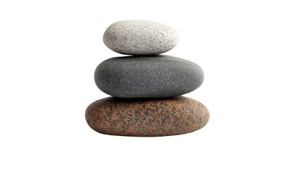 Stacked pebble stones on black, zen balanced rocks, cut out transparent