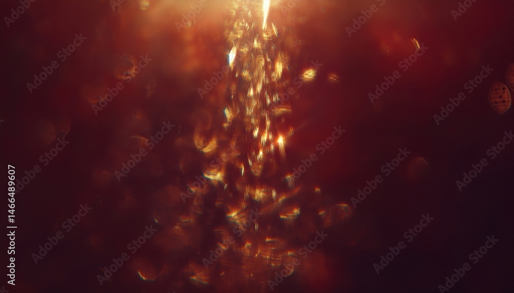 Poster golden fizz trail in dark liquid with glowing bokeh highlights ideal for beverage branding, web header, or print background

