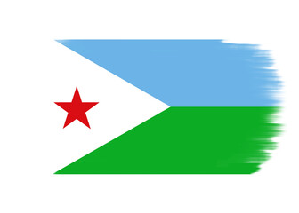 Flag of Djibouti. Djibouti flag with painting stroke on transparent background. Basseterre. Country flag, national flag, icon of Djibouti country