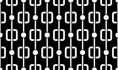Seamless black and white geometric chain pattern. Vector Illustration.