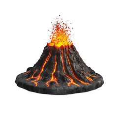 volcano erupts with molten lava and fiery sparks, showcasing raw power of nature. rocky surface contrasts with bright orange and red hues of lava, creating dramatic scene