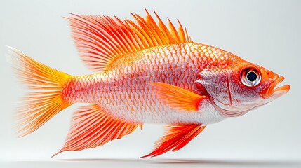 Orange White Aquatic Fish Detailed Photo Swimming In Clear Water