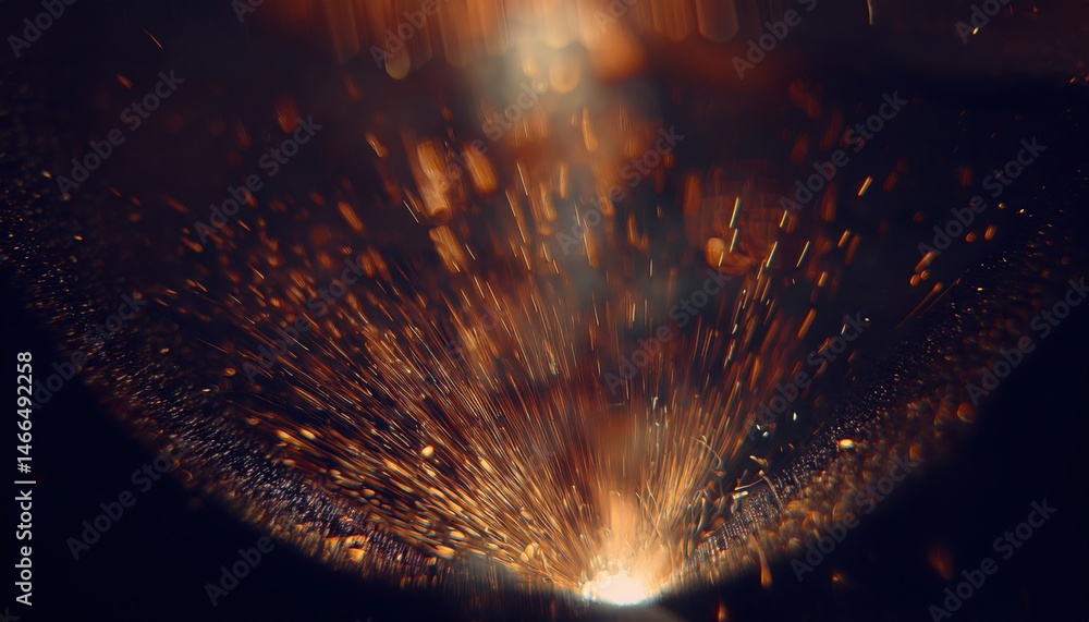 Aufkleber glowing fire sparks and swirling ember trails in dark abstract motion for background, web design, or