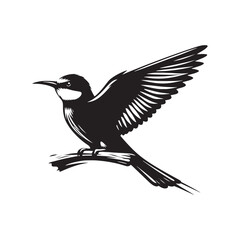 Vibrant European Bee-Eater Bird Vector Silhouette – Graceful Flight, Striking Plumage, and Insect-Hunting Precision Captured in Minimalist Art - 
Illustration of European Bee-Eater Bird.