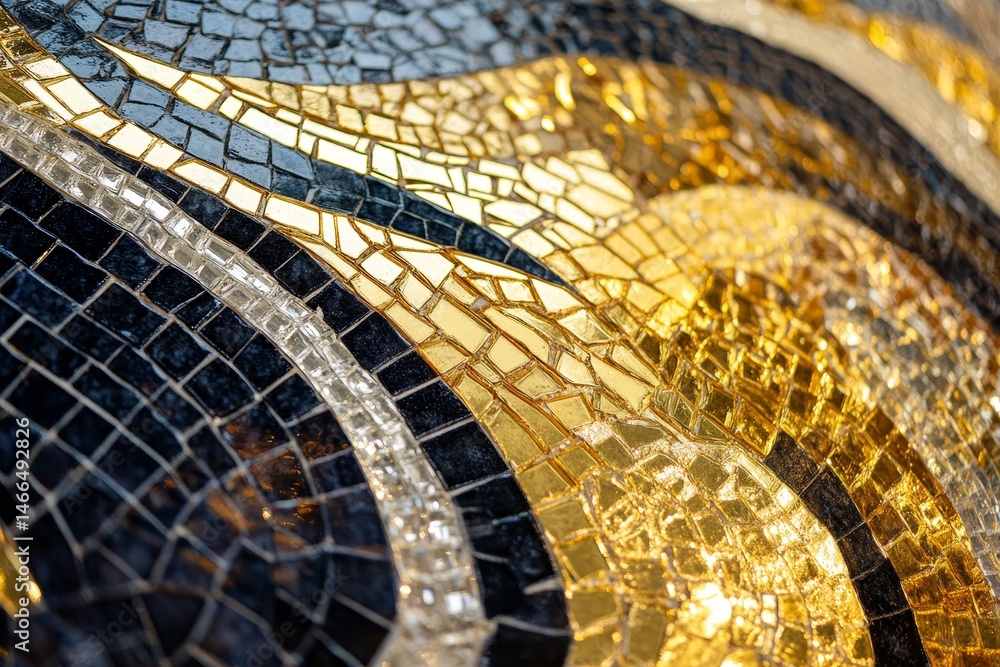 Poster detailed close-up view of a patterned mosaic tile surface.