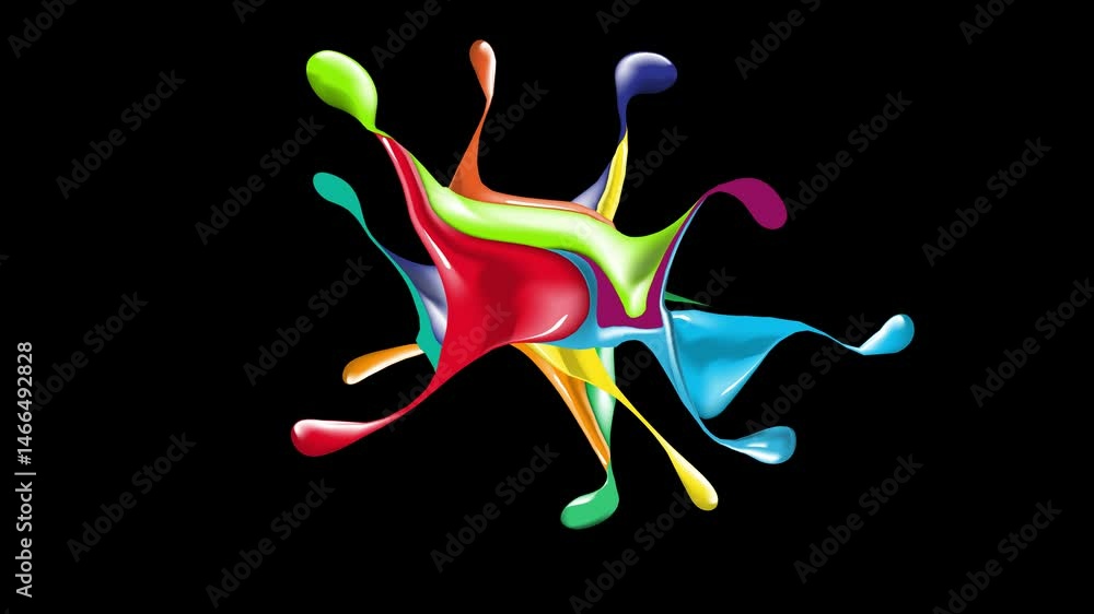 Wall mural dynamic paint splashes creating a vibrant and colorful explosion on a black background