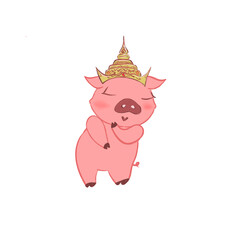 Pig with Thai crown

