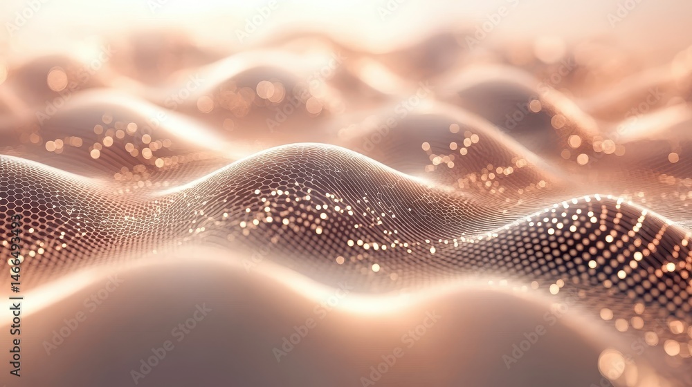 Poster Network Surface Abstract Waves with Data Points Glow Digital Intelligence Pattern for Artificial System Neural Connections
