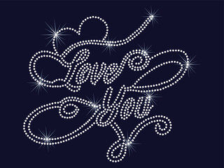 Love You Rhinestone Design with Sparkling Swirls – Premium Crystal Design