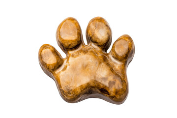 Detailed Amber Color Paw Print Isolated, cut out transparent
