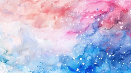 Obraz premium Flag Day Watercolor Background: Red Flags Dye the Clouds, Blending Colorful Washes and Flag Elegance into a Poetic Scroll