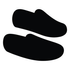 moccasins vector silhouette icon, black and white illustration of footwear.