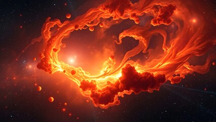 Fototapeta premium Fiery Nebula Cosmic Cloudscape Space Art Abstract Background