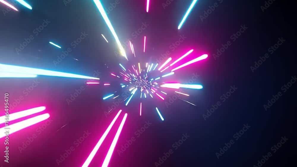 Poster colorful light streaks create dynamic movement through dark tunnel, evoking speed and excitement in 