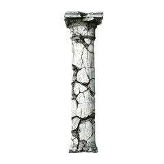 Ancient cracked column weathered stone architectural detail historical artifact classical design aged texture vertical structure heritage site ruins decorative element