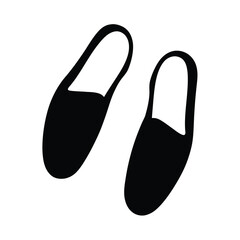 mules shoes vector silhouette icon, black and white illustration of footwear.