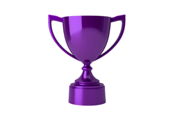 Shiny Violet Trophy, Champion Award Isolated, cut out transparent