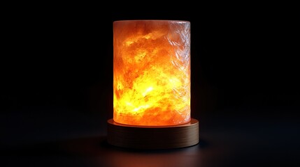 A glowing Himalayan salt lamp, warm and healing energy