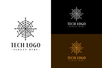 vector illustration of spider web and neural lines, minimal, logo for artificial intelligence, cloud computing, data science, fast data, internet of things, database, data center, and more