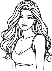 Elegant Black & White Beautiful Girls Vector Illustrations