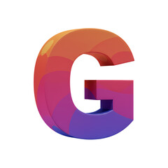 Vibrant 3D Letter G Colorful Abstract Design isolated on Transparent Background