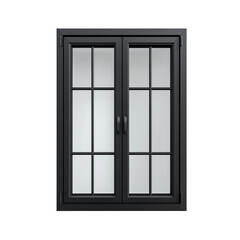 Obraz premium Modern black window with grid design, featuring double panes and sleek handles, perfect for enhancing aesthetic of any contemporary home or office space