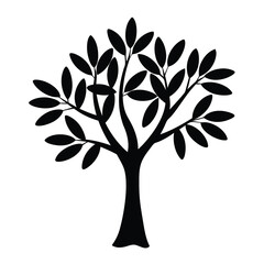 Obraz premium olive tree vector silhouette icon, black and white illustration of trees.