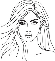 Elegant Black & White Beautiful Girls Vector Illustrations