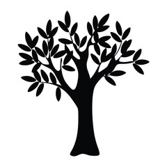 Obraz premium olive tree vector silhouette icon, black and white illustration of trees.