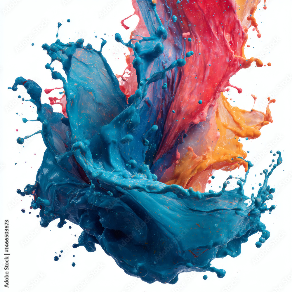 Aufkleber dynamic splash of colorful paint and water interaction studio high-resolution abstract art