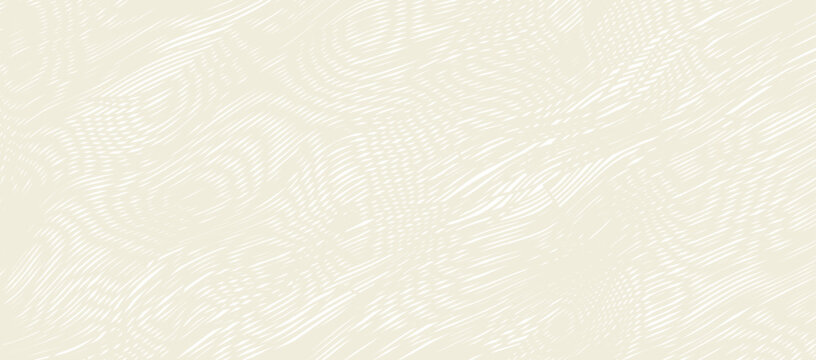 Reticulated texture of lines and moire effect. Crossing ripples linear background with stabilized filling of intersecting white and biege wavy lines. Vector overlay pattern