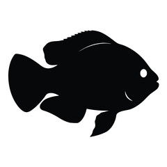 oscar fish vector silhouette icon, black and white illustration of fish.