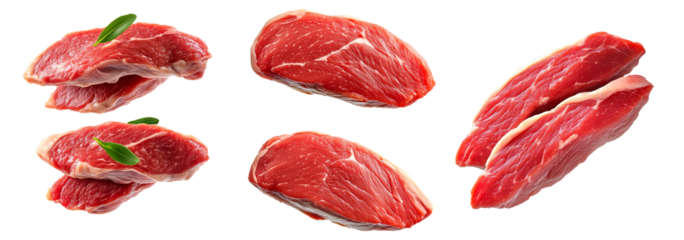 Set of fresh Duck breast cut, isolated on white background, showcasing culinary concept.