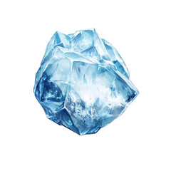 large, translucent ice crystal with sharp edges and blue tint, reflecting light beautifully. This stunning piece of ice showcases intricate facets and unique shape, evoking sense of coldness