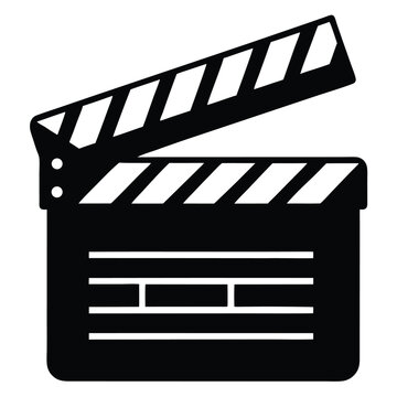 The black and white clapperboard shows numbers for cinema production work, isolated