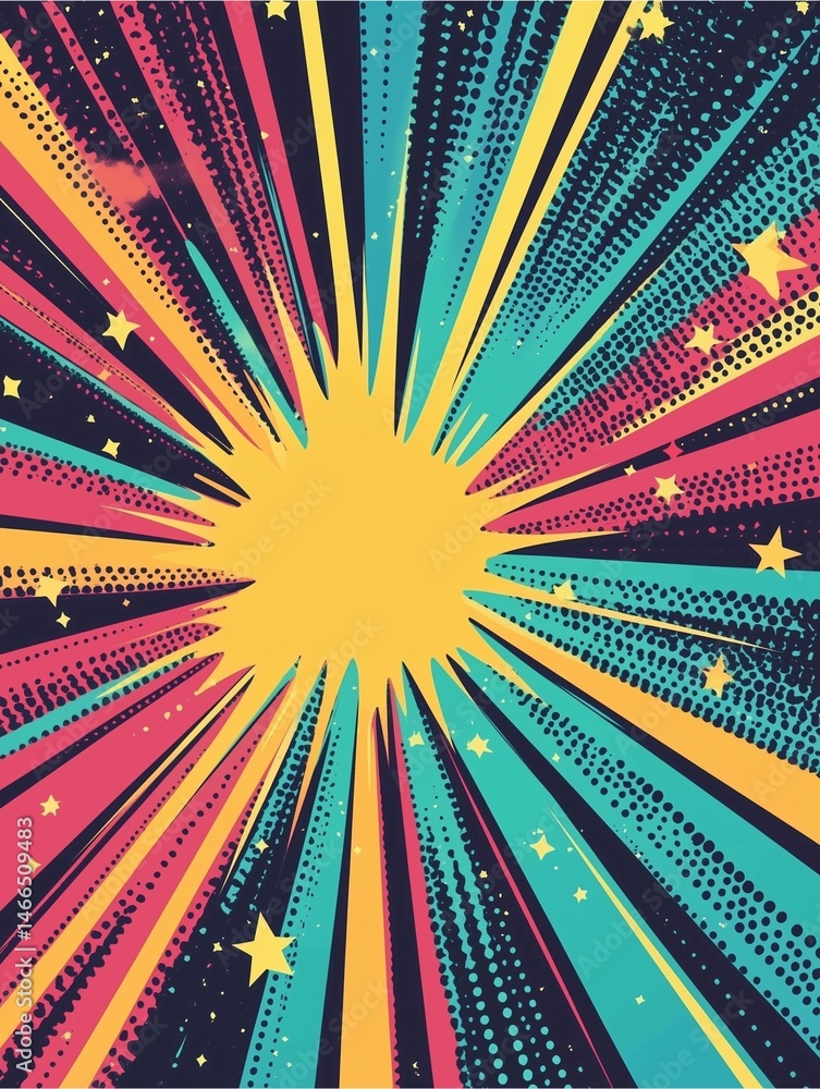 Aufkleber burst of colors: a vibrant burst of color and energy explodes from a central point, radiating outwar