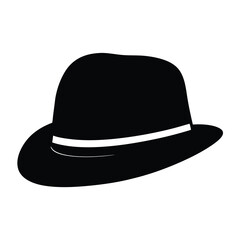panama hats vector silhouette icon, black and white illustration of footwear.