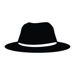panama hats vector silhouette icon, black and white illustration of footwear.