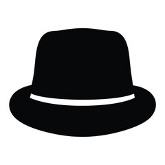 panama hats vector silhouette icon, black and white illustration of footwear.