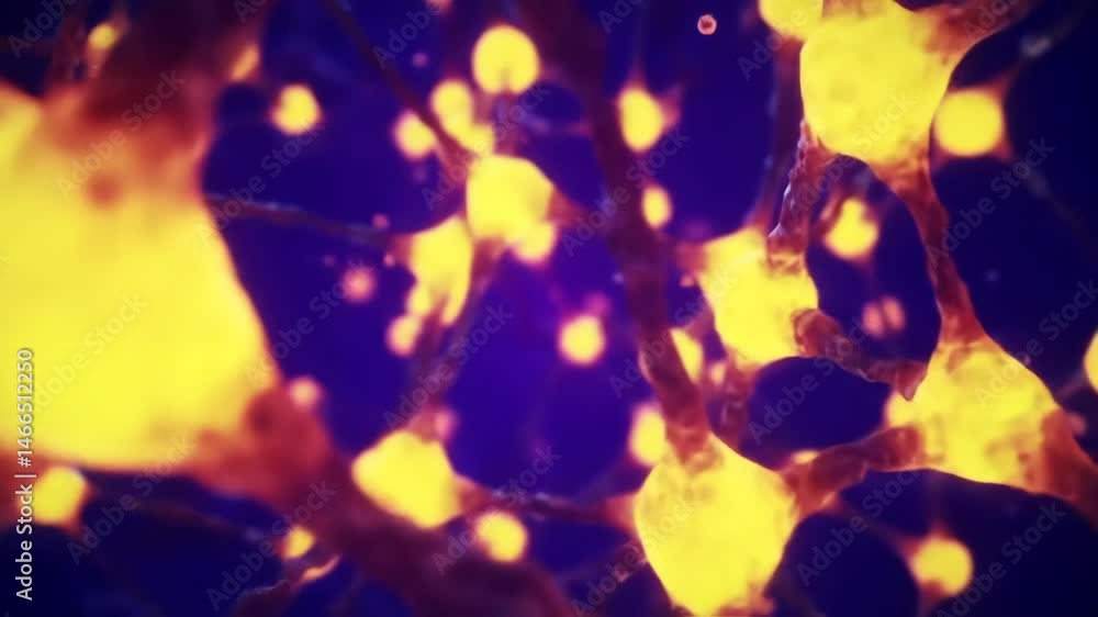 Poster simulating cells expanding abstract network glowing animation