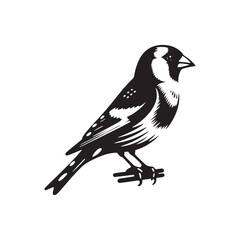 Goldfinch Bird Vector Silhouette, Elegant Bird Illustration, Minimalist Design, Vibrant Yellow Bird Outline, Nature-Inspired Art, Avian Silhouette.