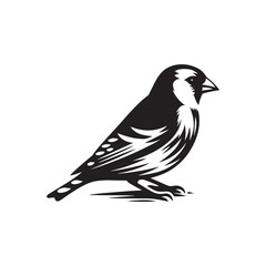 Goldfinch Bird Vector Silhouette, Elegant Bird Illustration, Minimalist Design, Vibrant Yellow Bird Outline, Nature-Inspired Art, Avian Silhouette.