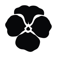 Black and white illustration of pansy , flower silhouette vector designs.
