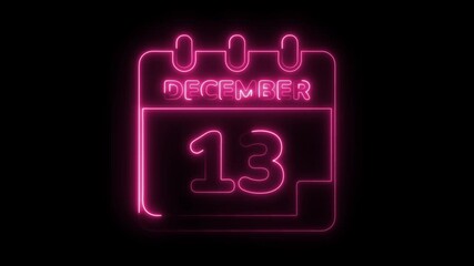 December 13th pink neon calendar reminder celebration date specific day planning