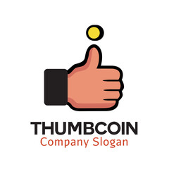 Thumbs Up with Coin Financial Logo Vector Symbol
