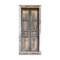 rustic wooden door with weathered finish, featuring multiple panels and vintage charm. door aged texture and natural colors evoke sense of history and character